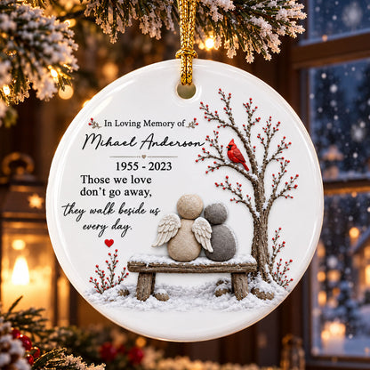 Cardinal Remembrance Gift - Personalized Ceramic Ornament - Custom Name Angel Keepsake, Sympathy Gift