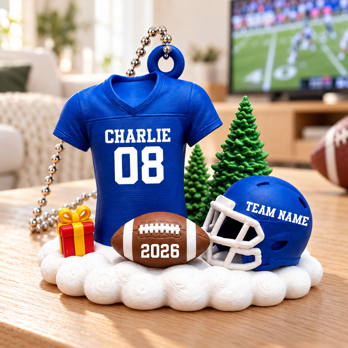 Proud American Football Player Uniform - Personalized 3D Printed Ornament - Real 3D Ornament, Christmas Gift For American Football Players, Grandson, Son, Granddaughter, Daughter