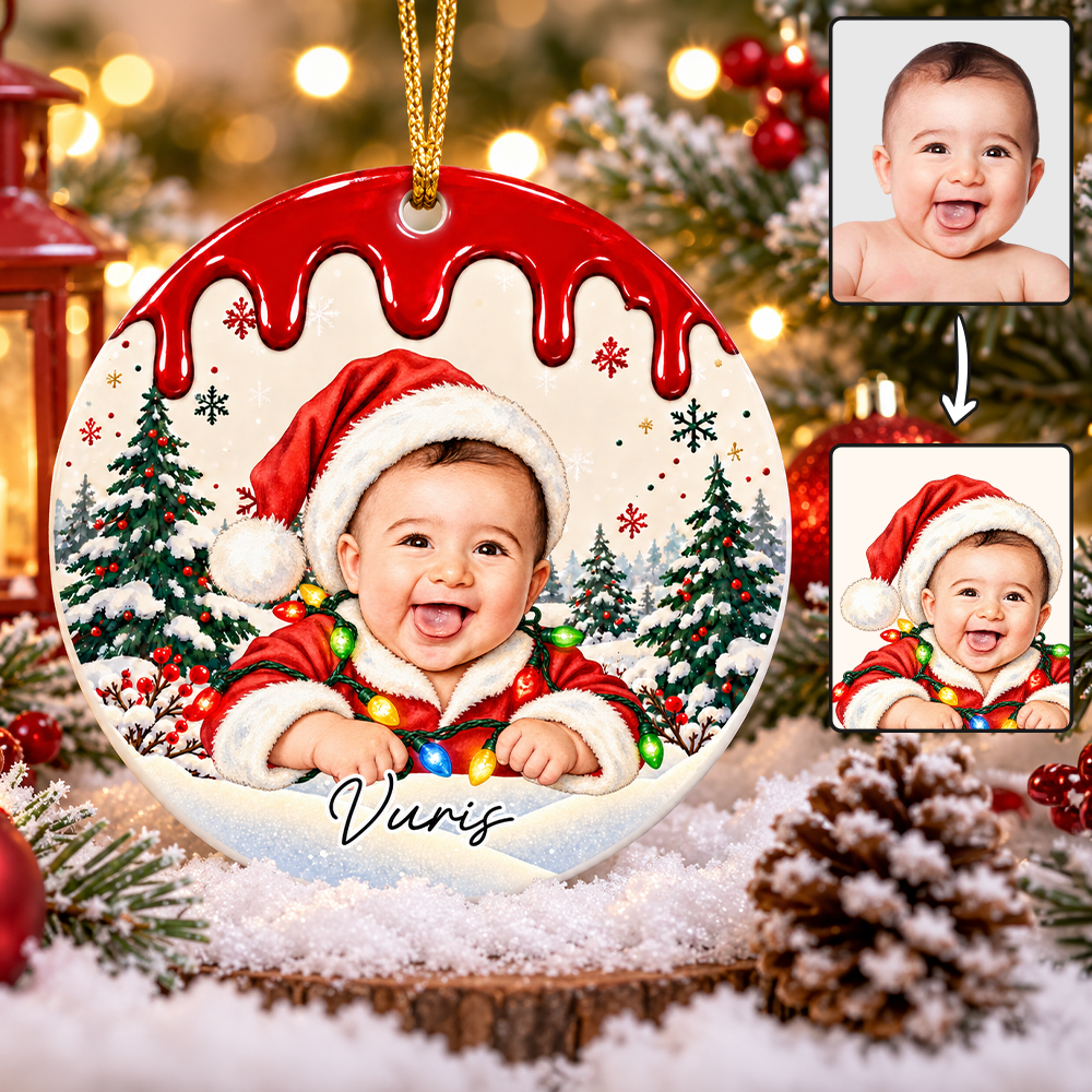 Custom Photo Christmas Portrait Gifts - Personalized Christmas Ornament - Little Hearts Full Of Joy