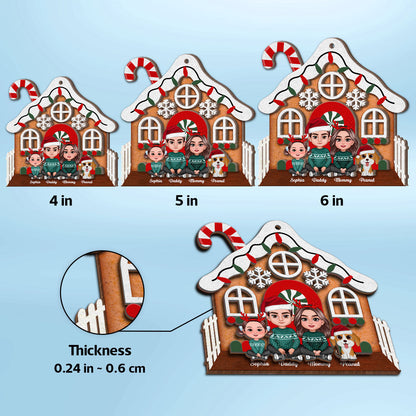 Gingerbread House Family Christmas Decor Personalized 2-Layer Wooden Ornament