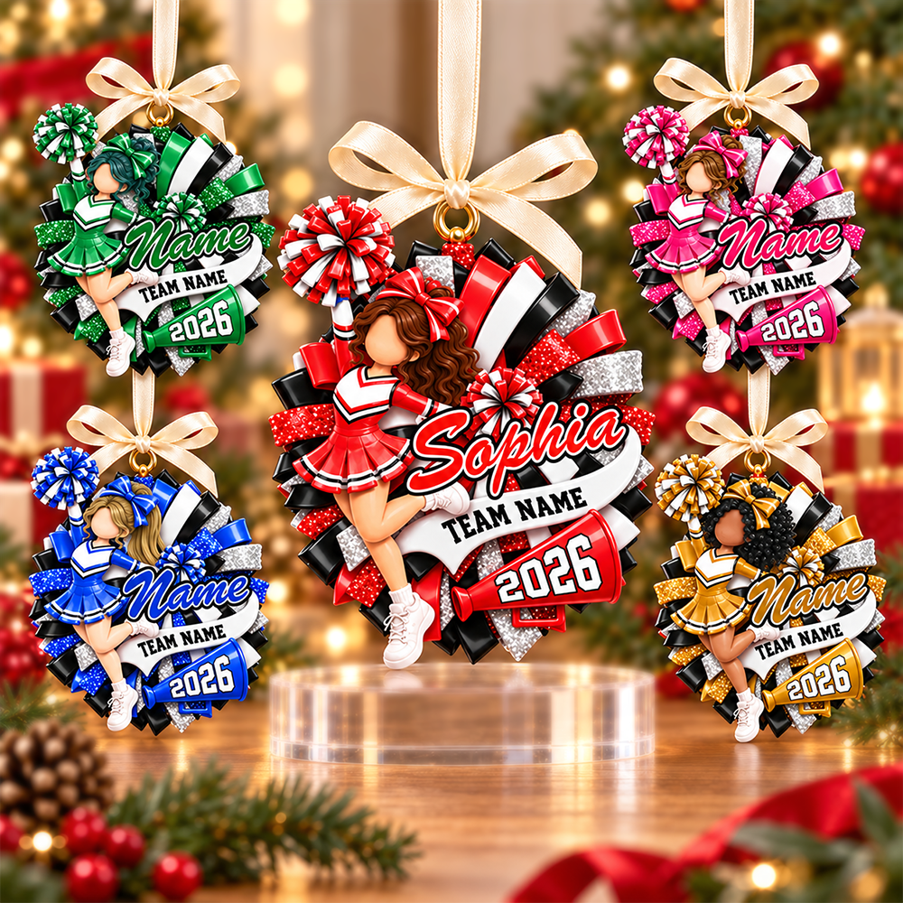 Custom Cheerleader Acrylic Ornament, Cheerleading Christmas, Cheer Team Gift L0411