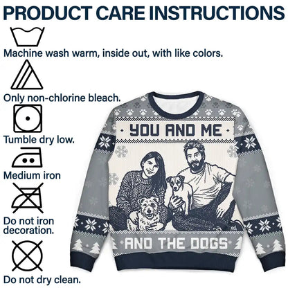 Christmas Gift For Pet Couples - Personalized Custom Photo You And Me And The Dogs Unisex Ugly Sweater