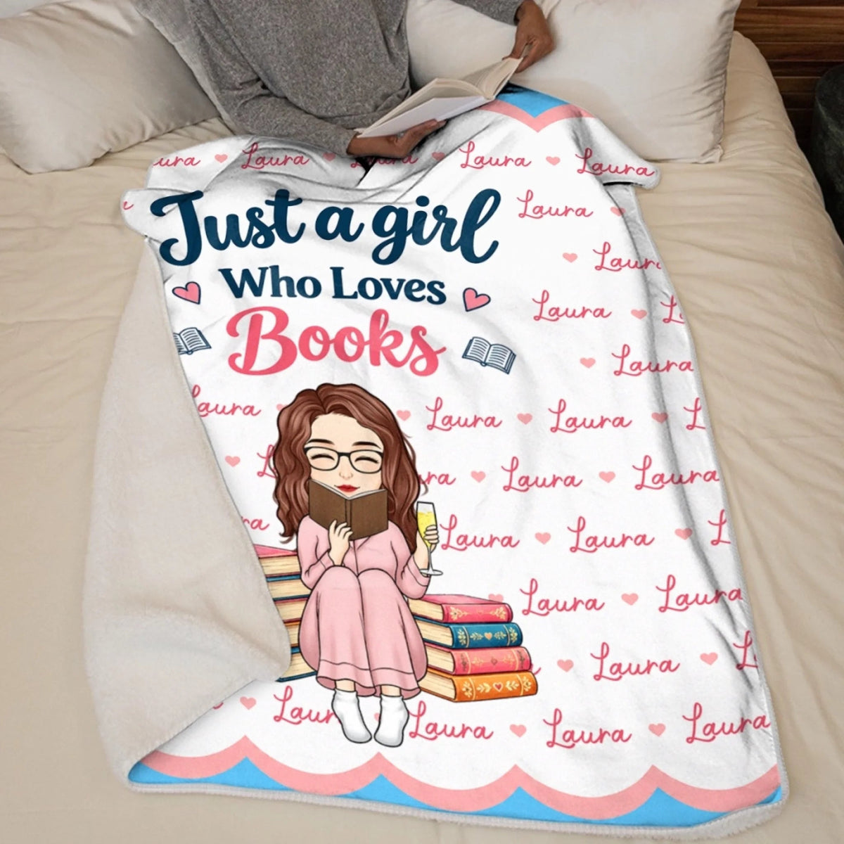 Custom Name Just A Girl Who Loves Books Gifts for Women - Personalized Blanket