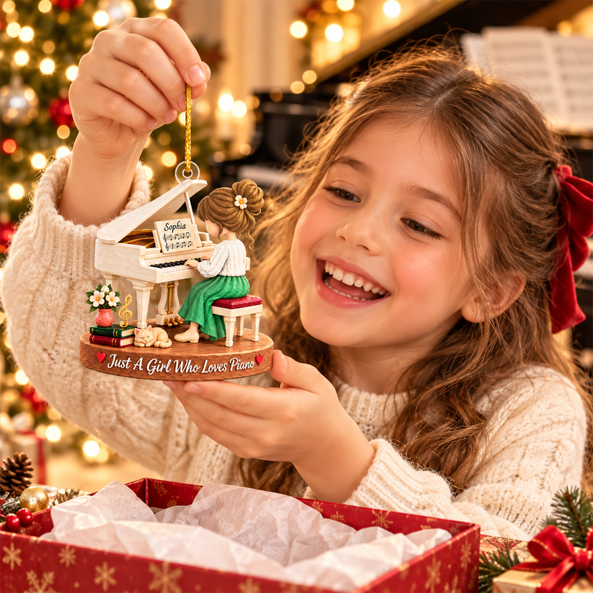 Just A Girl Who Loves Piano, Personalized Piano Ornament, Custom Player Name Gift, Gift For Piano Players Piano Lovers MI209