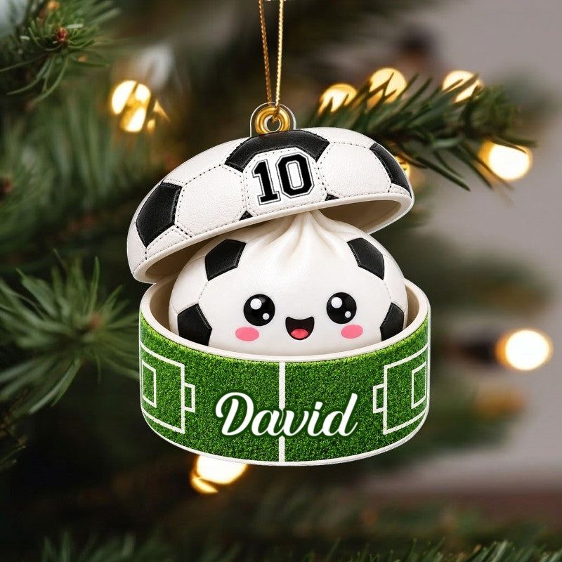 Custom Soccer Dumpling Squishy Style - Personalized Acrylic Ornament - Christmas Gift for Daughter, Son, Grandkids