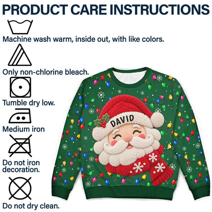 Christmas Gift For Family Couples - Personalized Character Faux Chenille Effect Santa Snowman Reindeer Unisex Ugly Sweater