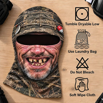 Gag Gift For Men Who Love Fishing, Fishermen, Friend - Personalized Realistic Big Fish Mouth Funny Face Balaclava Face Mask