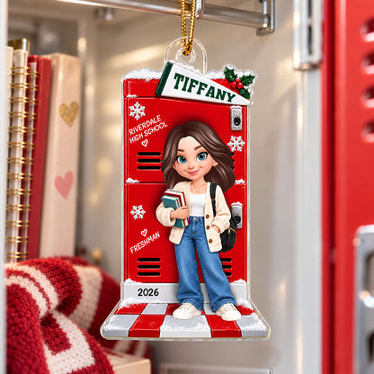 Freshman Senior Year School Locker - Personalized Acrylic Ornament - Christmas Gift For Girl Boy Grandkids