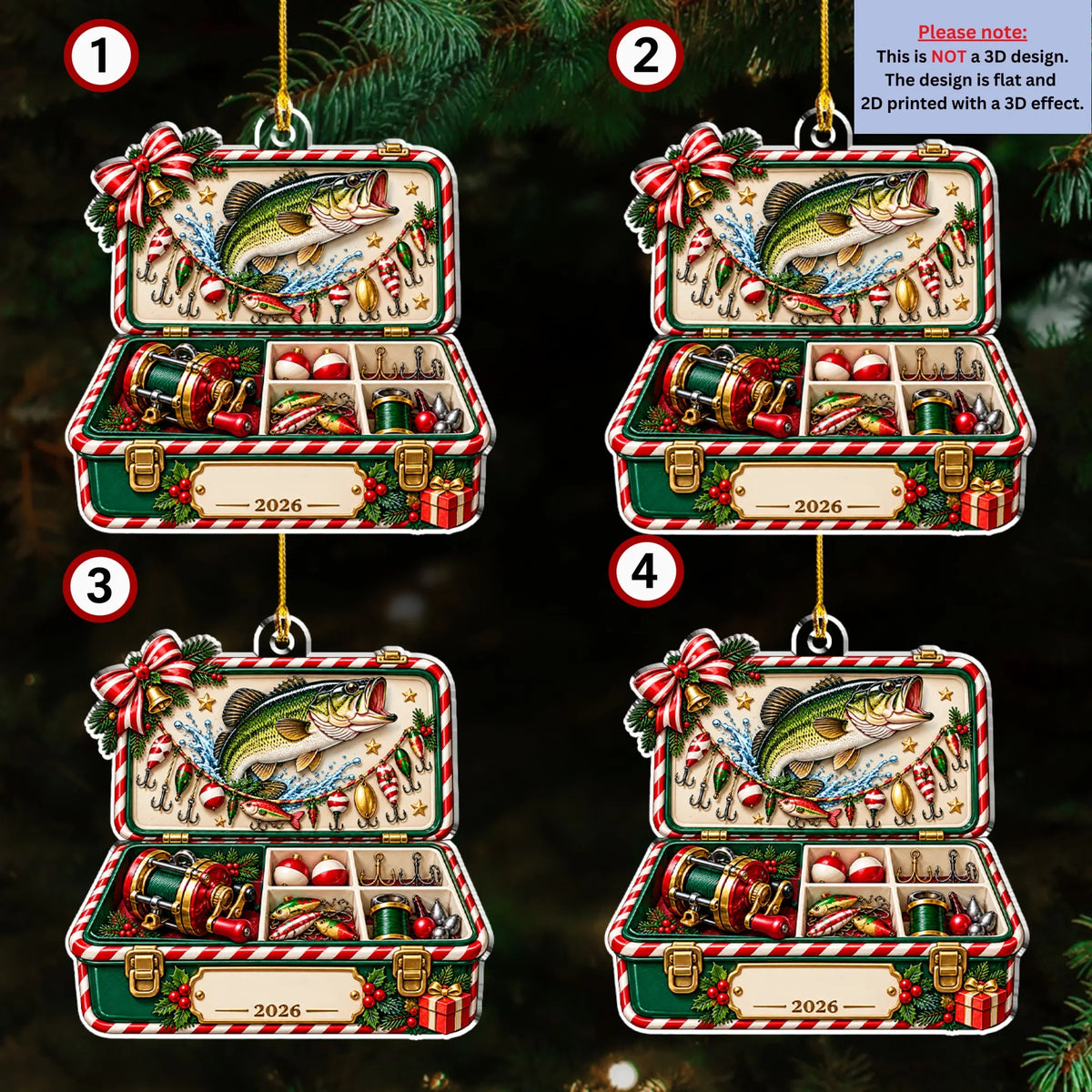 Fishing Tackle Box - Personalized 3D Effect Acrylic Ornament