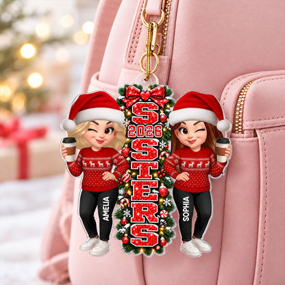 Christmas Sisters Forever - Personalized Acrylic Ornament - Christmas Gift For Friends, Family, Girls