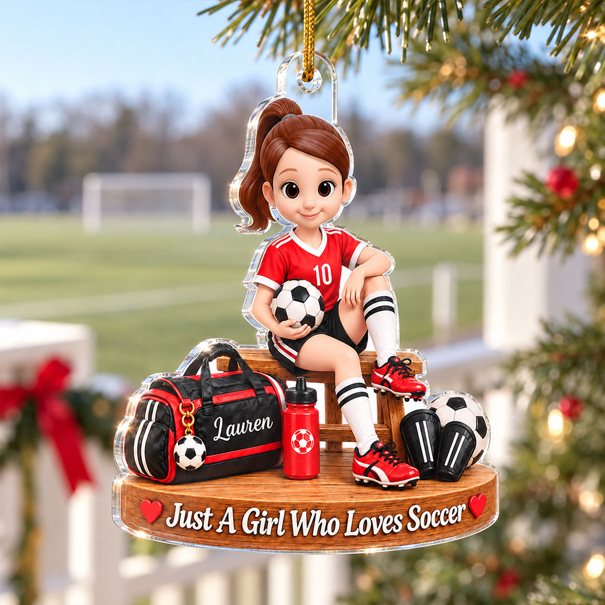 Just a Girl Who Loves Soccer - Personalized Acrylic Ornament - Christmas Gift for Daughter, Granddaughter, Niece
