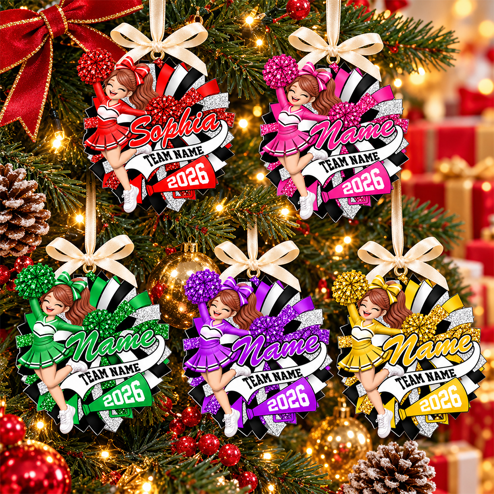 Custom Cheerleader 2D Flat Ornament Cheerleading Christmas, Cheer Team Senior Night Gift L0411