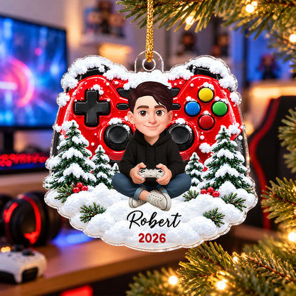 Game Design For Boy Girl - Personalized Acrylic Ornament - Christmas Gift For Gamers Grandkids