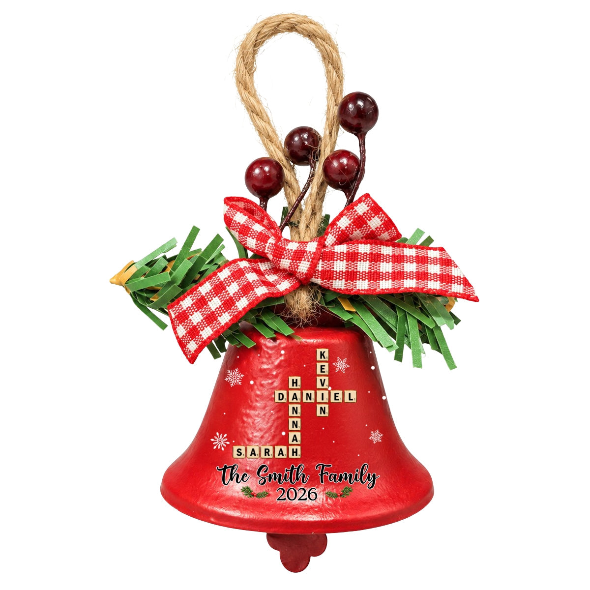 Family Word Puzzle Bell - Personalized Metal Bell Ornament