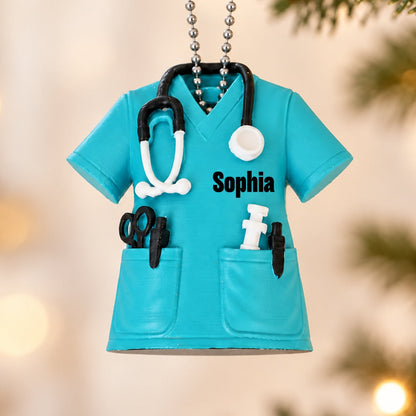 3D Printed Nurse Scrub Custom Name - Personalized 3D Printed Ornament - Christmas Gift For Nurse, RN