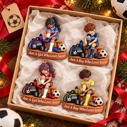 Personalized Soccer Player Ornament, Custom Name Soccer Player Gift