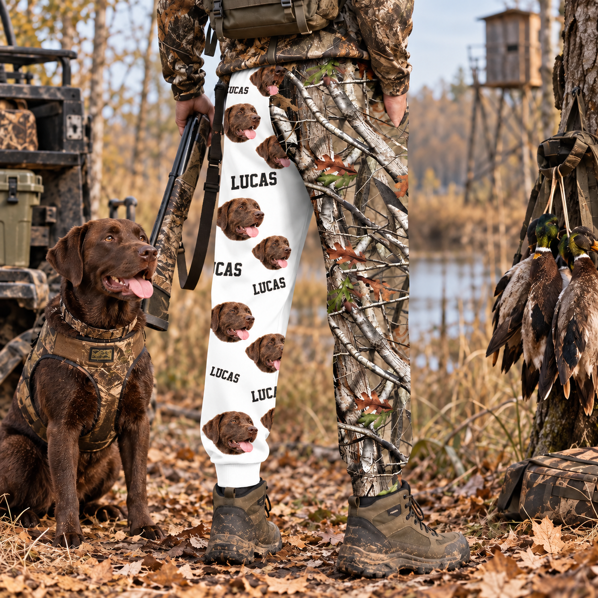 Custom Dog Photo Hunting Sweatpants Dog Lover Gift LM32 670149