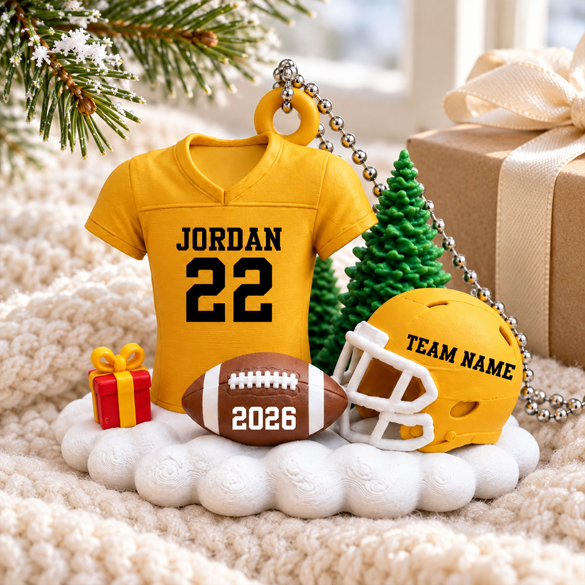Proud American Football Player Uniform - Personalized 3D Printed Ornament - Real 3D Ornament, Christmas Gift For American Football Players, Grandson, Son, Granddaughter, Daughter