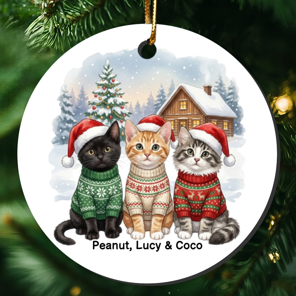 Christmas Cat Dog Upload Photo - Personalized Ceramic Ornament - Gift For Cat Lover, Dog Lover