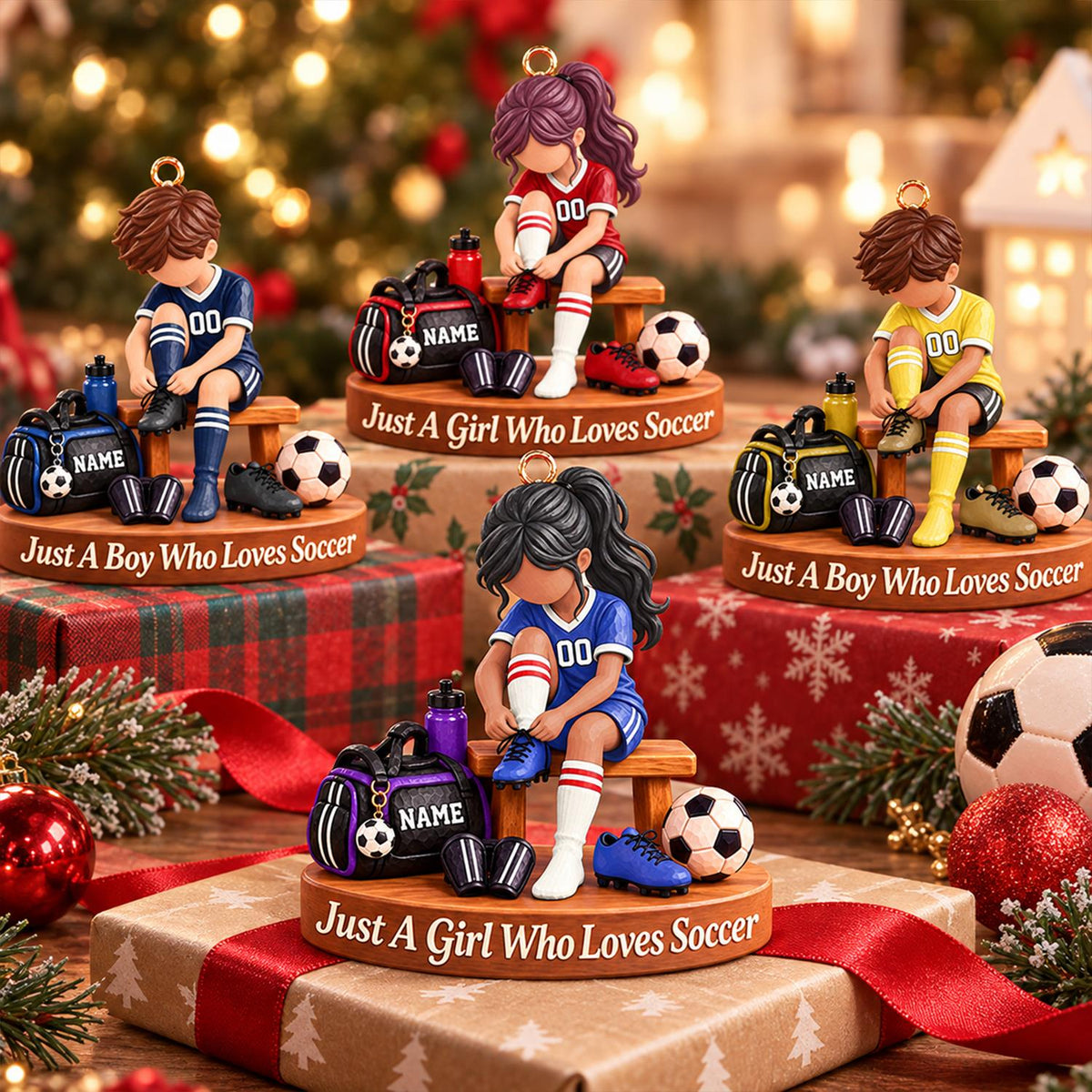 Personalized Soccer Player Ornament, Custom Name Soccer Player Gift Vr2