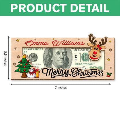 Customized Merry Christmas Cash Wood Money Holder Gift Box For Holiday CH07 180750