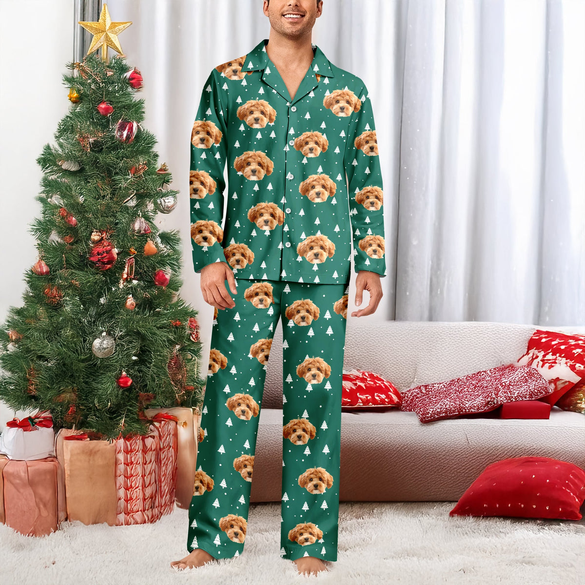 Custom Dog Cat Face Christmas Pajamas, Funny Holiday Outfit For Pet Owners LM32 670109