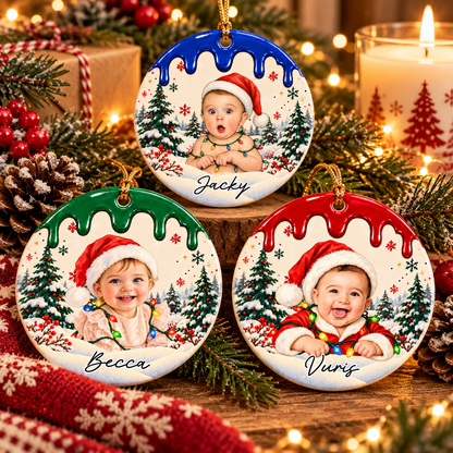 Custom Photo Christmas Portrait Gifts - Personalized Christmas Ornament - Little Hearts Full Of Joy