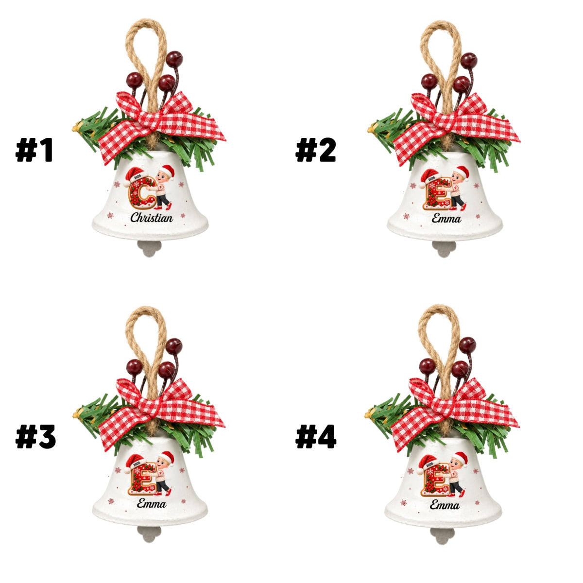 Family Initial Chorus - Personalized Metal Bell Ornament