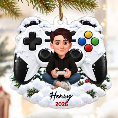 Game Design For Boy Girl - Personalized Acrylic Ornament - Christmas Gift For Gamers Grandkids