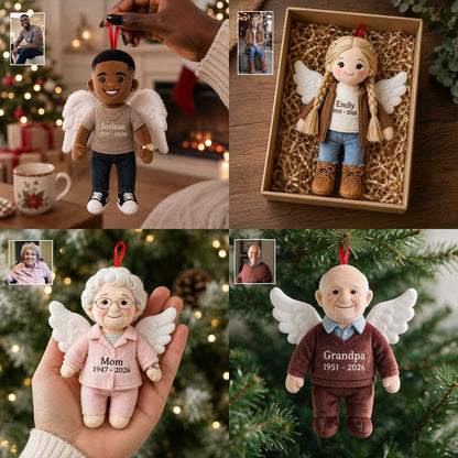 Personalized Angel Black Grandma Memorial Plush Ornament - I'm Always With You Sympathy Christmas Remembrance Keepsake Gift
