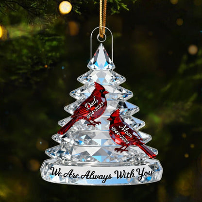 Memorial Tree Cardinals 2D Flat Printed - Personalized Acrylic Ornament - Remembrance Gift, Sympathy Gift For Whole Family, Extended Family