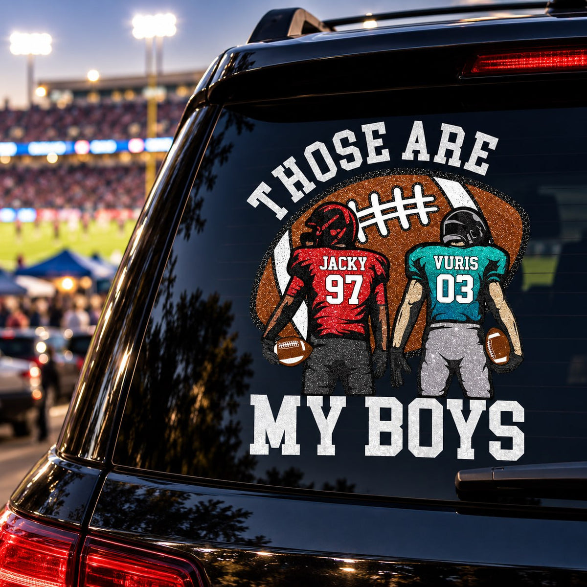 Personalized Those Are My Kids Football Car Decal, Custom Football Player Name & Number Sticker, Gift for Sports Moms and Dads T1807
