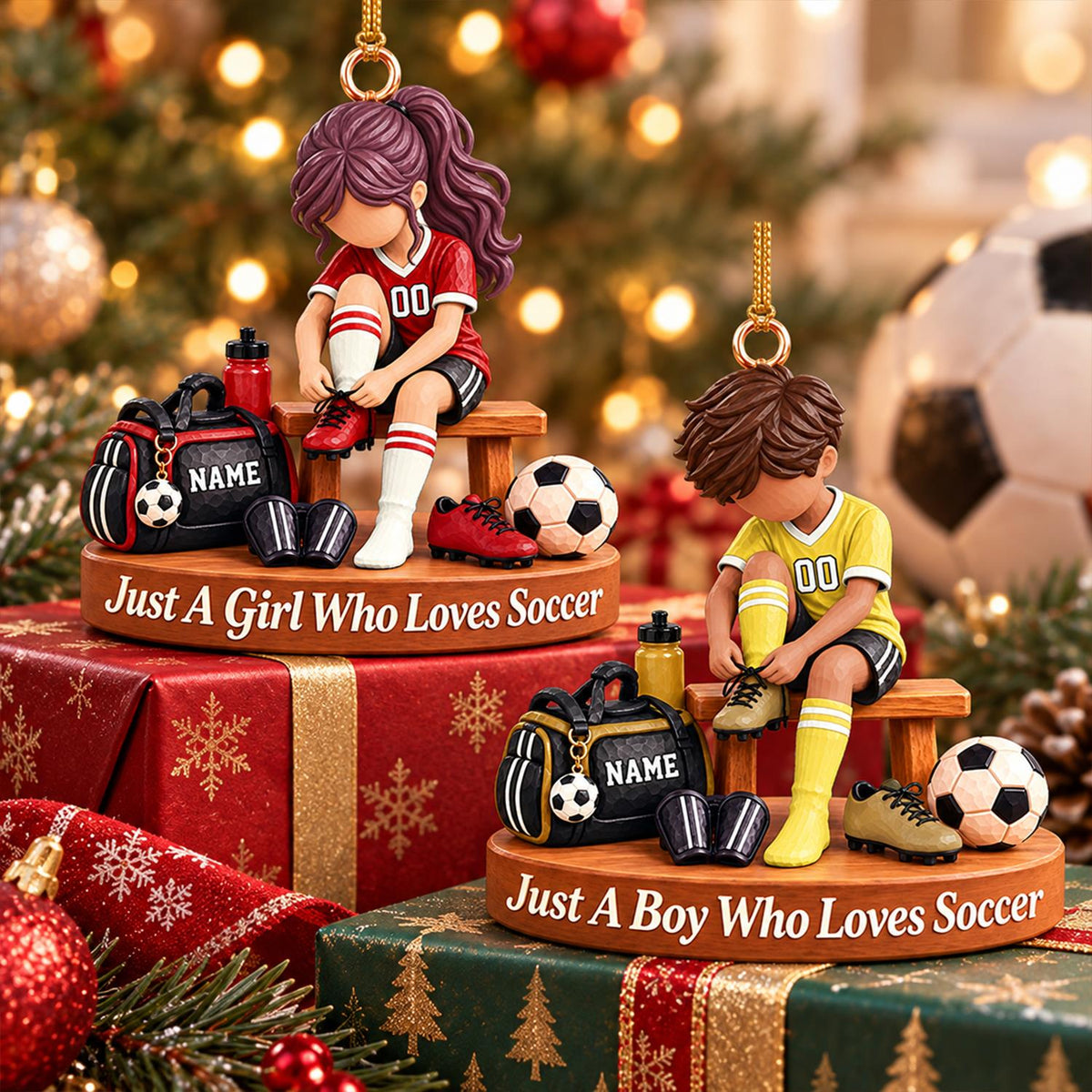Personalized Soccer Player Ornament, Custom Name Soccer Player Gift Vr2