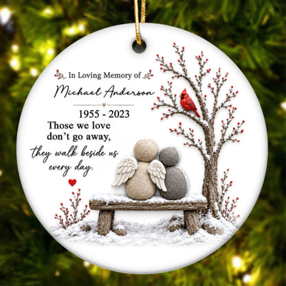 Cardinal Remembrance Gift - Personalized Ceramic Ornament - Custom Name Angel Keepsake, Sympathy Gift