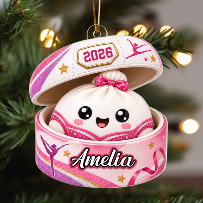 Custom Gymnastic Dumpling Squishy Style - Personalized Acrylic Ornament - Christmas Gift for Daughter, Granddaughter, Niece
