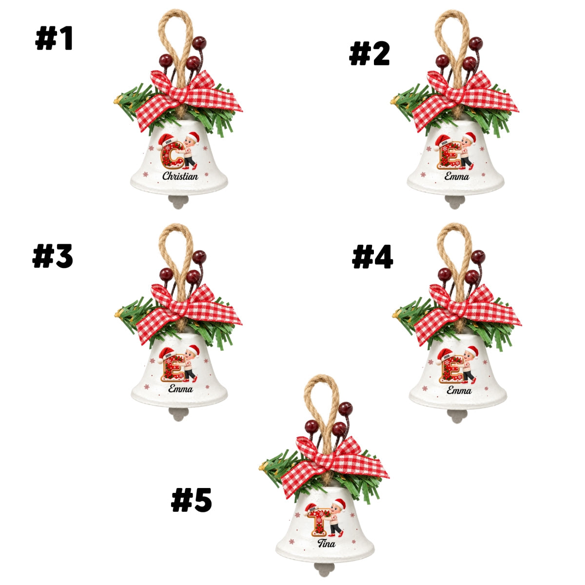 Family Initial Chorus - Personalized Metal Bell Ornament