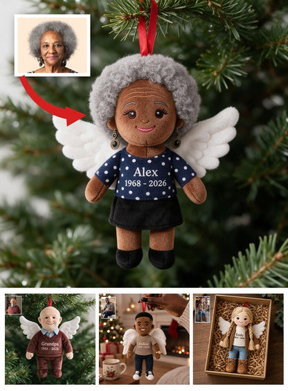 Personalized Angel Black Grandma Memorial Plush Ornament - I'm Always With You Sympathy Christmas Remembrance Keepsake Gift