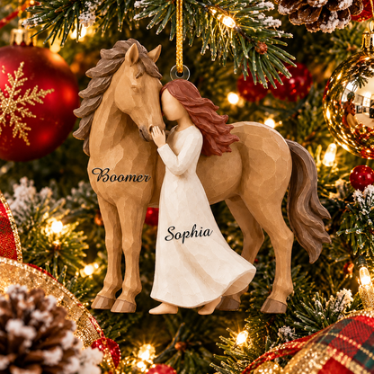 Personalized Girl And Horse Christmas Ornament, Horse Lover Gift VH01