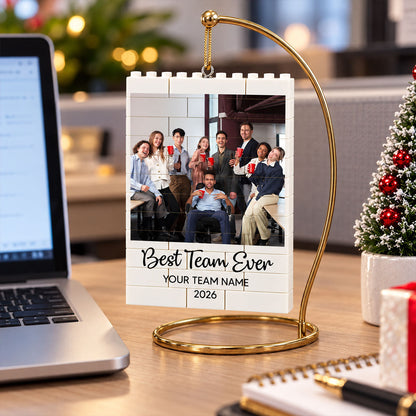 Best Team Ever Upload Photo - Personalized Building Blocks Ornament - Christmas Gift For Colleagues, Coworkers