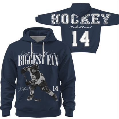 Personalized I'll Always Be Your Biggest Fan Shirt, Custom Player Photo & Number, Hockey Mom Gift for Game Day Na02