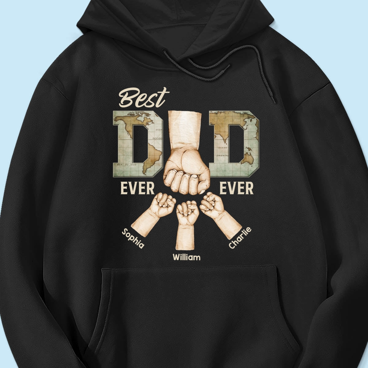 Best Dad Ever Ever Fist Bump With Kids Names Personalized Shirt