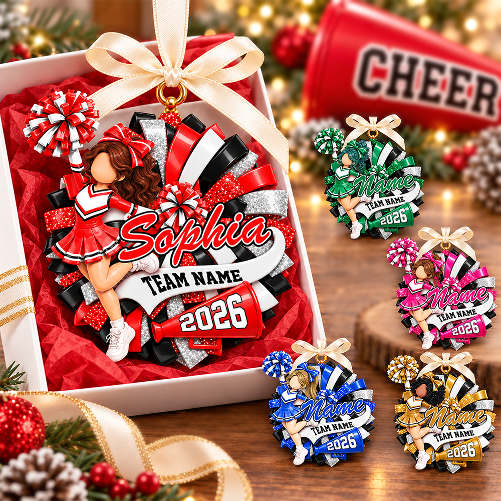 Custom Cheerleader Acrylic Ornament, Cheerleading Christmas, Cheer Team Gift L0411