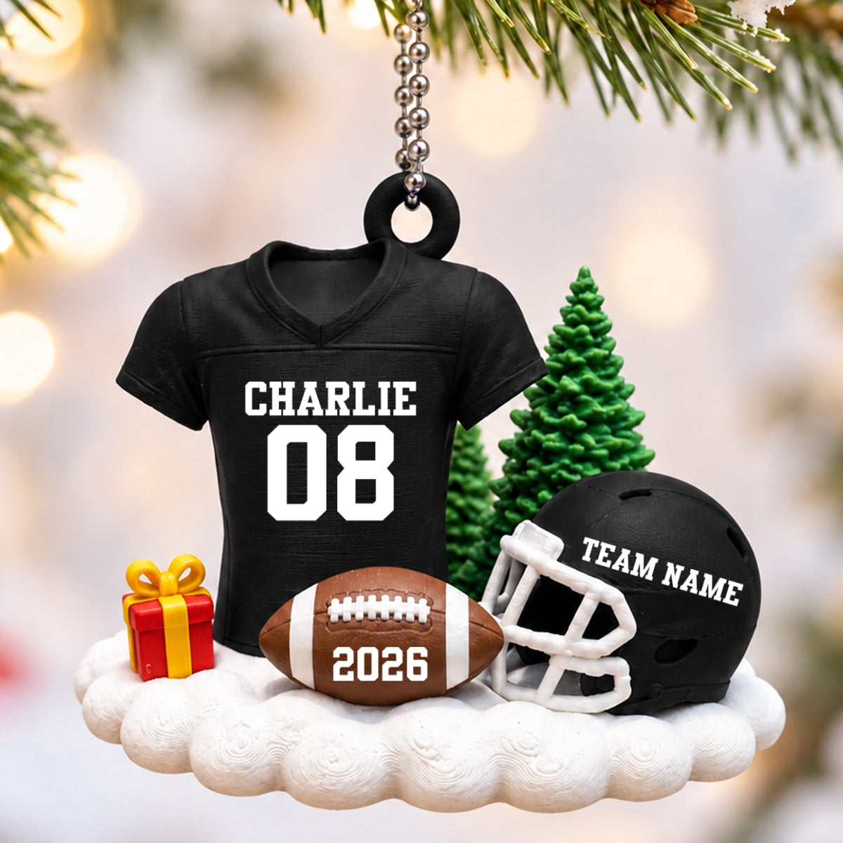 Proud American Football Player Uniform - Personalized 3D Printed Ornament - Real 3D Ornament, Christmas Gift For American Football Players, Grandson, Son, Granddaughter, Daughter