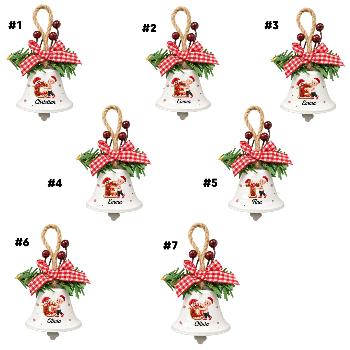 Family Initial Chorus - Personalized Metal Bell Ornament