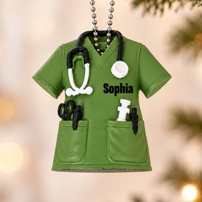 3D Printed Nurse Scrub Custom Name - Personalized 3D Printed Ornament - Christmas Gift For Nurse, RN