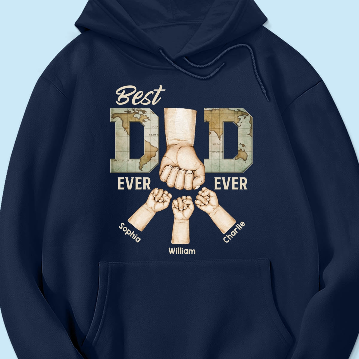 Best Dad Ever Ever Fist Bump With Kids Names Personalized Shirt