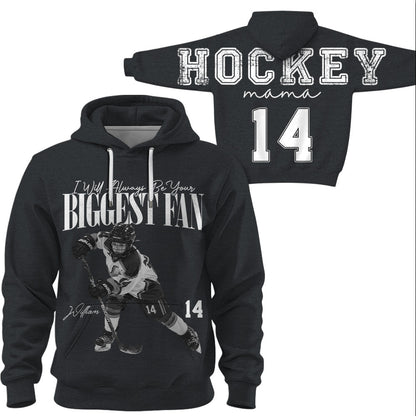 Personalized I'll Always Be Your Biggest Fan Shirt, Custom Player Photo & Number, Hockey Mom Gift for Game Day Na02