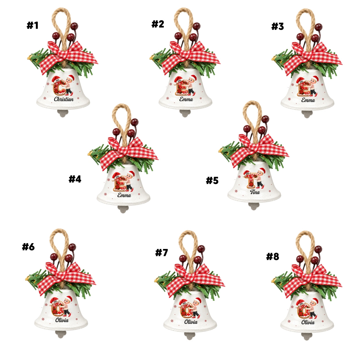 Family Initial Chorus - Personalized Metal Bell Ornament