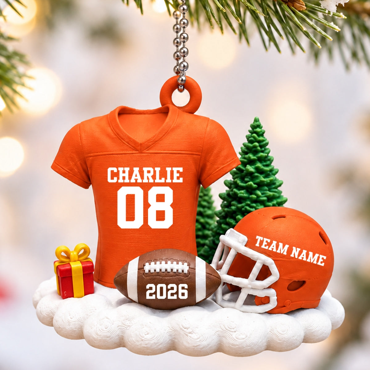 Proud American Football Player Uniform - Personalized 3D Printed Ornament - Real 3D Ornament, Christmas Gift For American Football Players, Grandson, Son, Granddaughter, Daughter