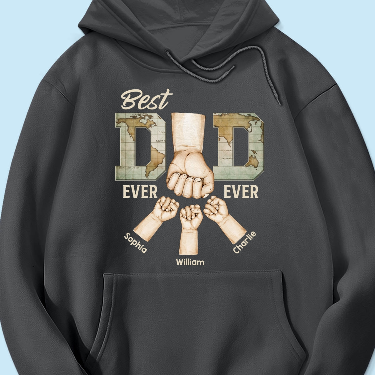 Best Dad Ever Ever Fist Bump With Kids Names Personalized Shirt